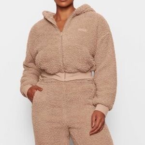 Kim Kardashian Skims Teddy Zip Up Hoodie Size M Sherpa Jacket
